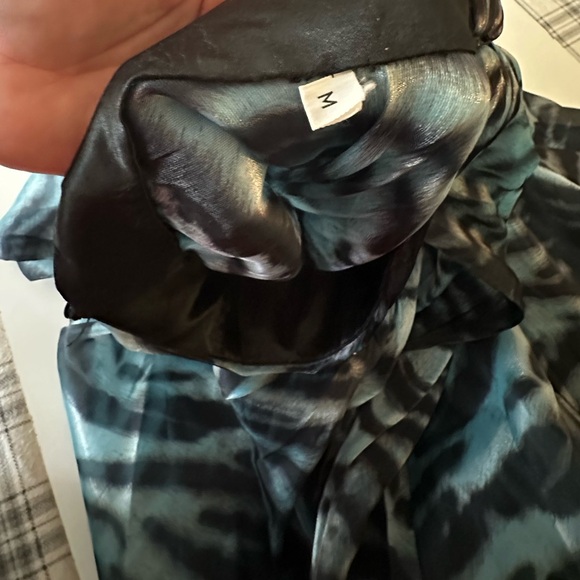 Bicici Turquoise Black Animal Print Open Front Jeweled Waist Maxi Skirt NWT M - Picture 8 of 14